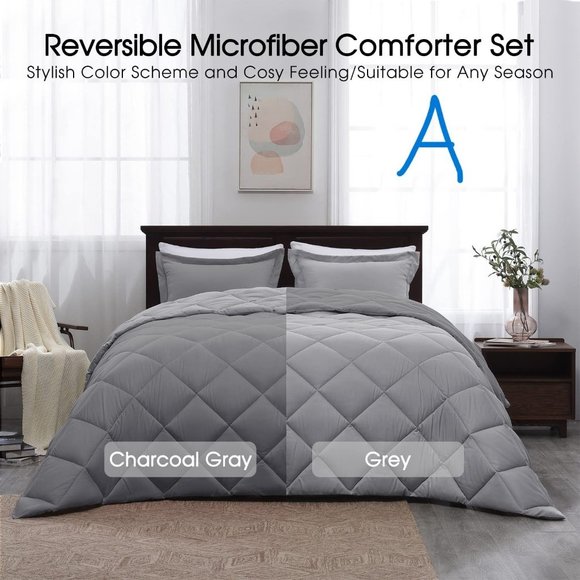 New Queen or  King Size Comforter Set -  Reversible Down Alternative - Picture 3 of 8